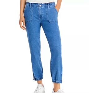 PAIGE Cropped Jogger Jeans Size 25 Blue Elastic Hem